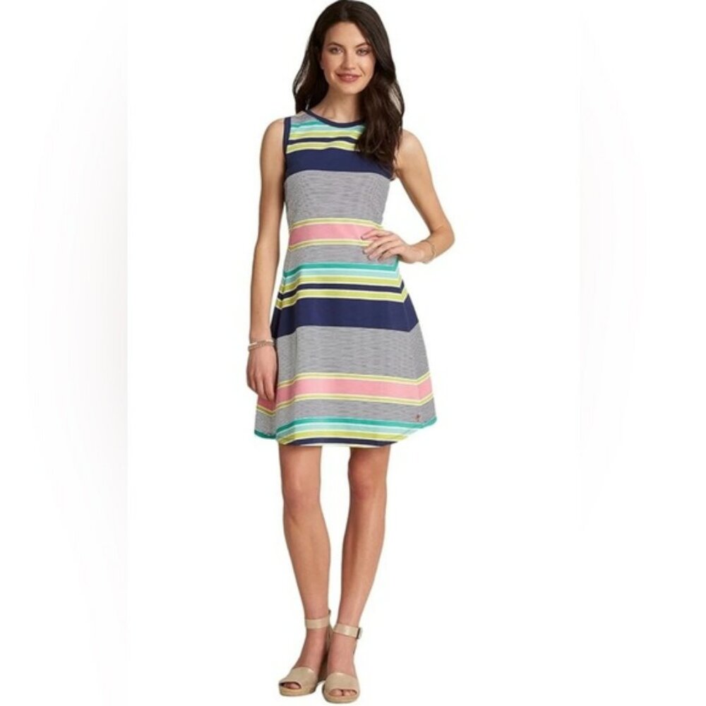 Hatley Women's Sarah Dress Gradient Stripes Blue Pink Sleeveless Size XL